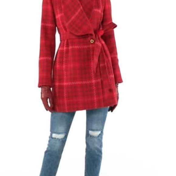 CAbi Red Checkered Evita Coat - Picture 1 of 6